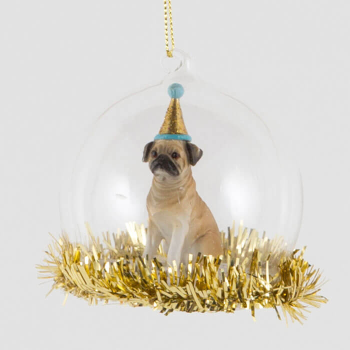 Party Pup Pug Tinsel Bauble