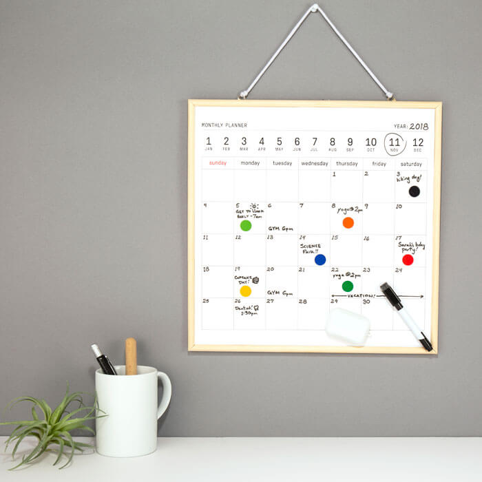 Calendrier Tableau Blanc Effaçable - Gadgets et Cadeaux Originaux