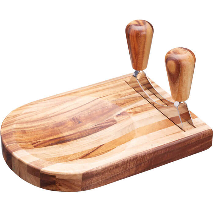 Set Mezzaluna e Tagliere in Legno di Acacia