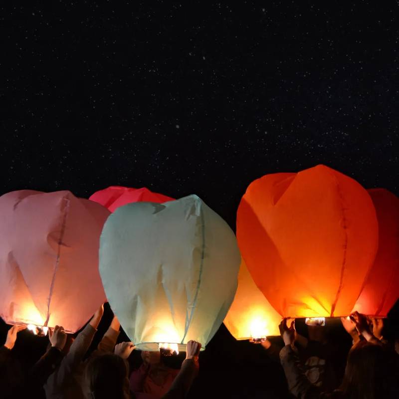 Sky Lantern Mixed Colors Set of 6