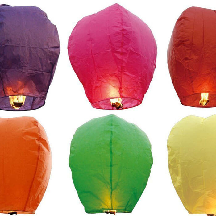 Sky Lantern Mixed Colors Set of 6