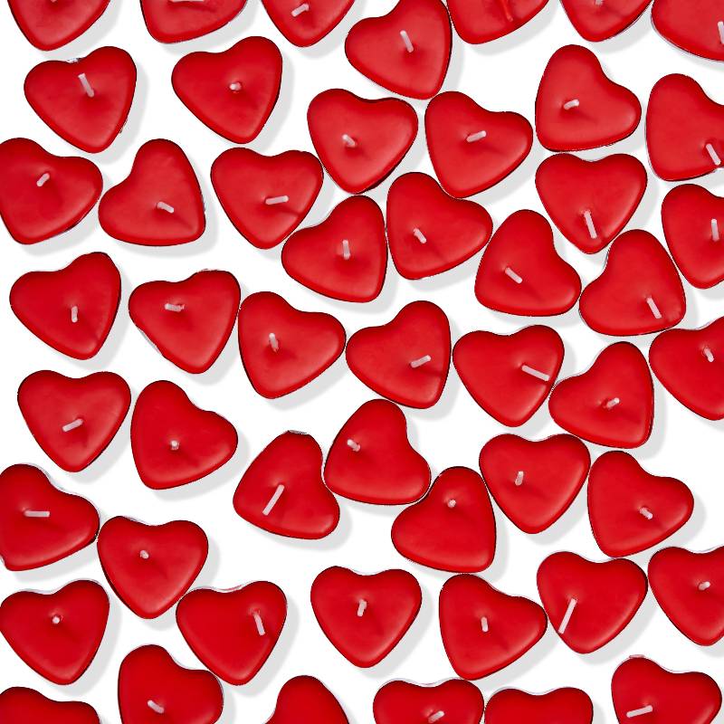 50 Bougies parfumes en forme de cur rouge