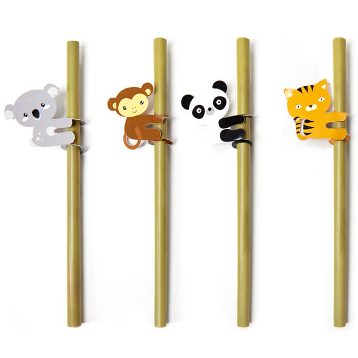 Animal Bamboo Straws