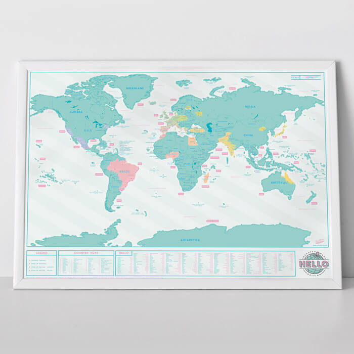 Carte du Monde  Gratter Hello