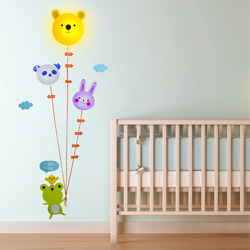 Animal Height Chart Light Wall Sticker