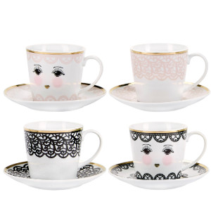 Set de Tasses  Caf et Soucoupes Miss toile