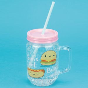 Verre avec Couvercle et Paille Fastfood Kawaii