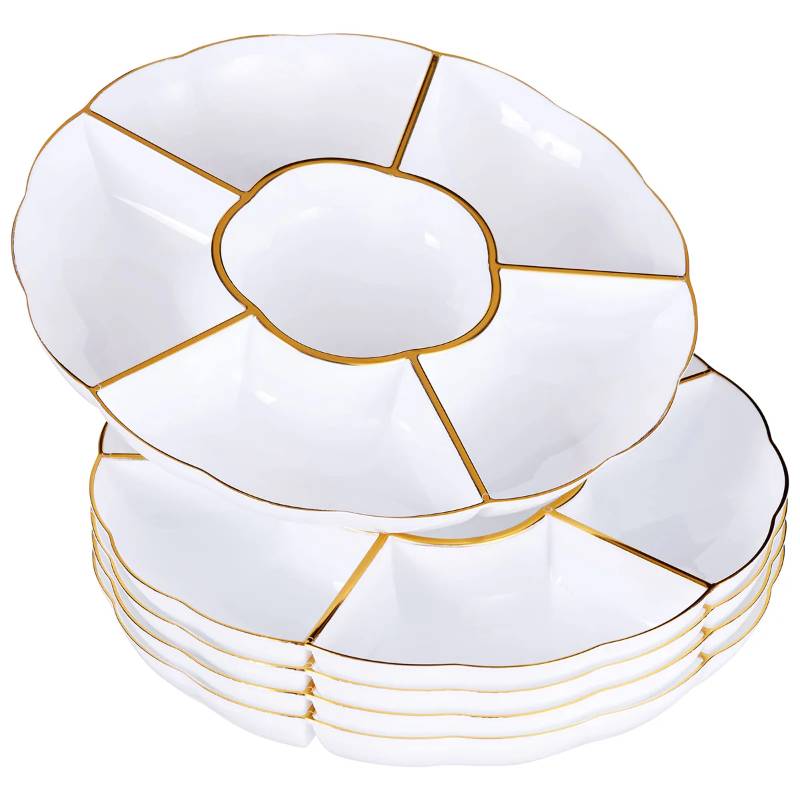 5 Gold Rimmed Plastic Serving Trays