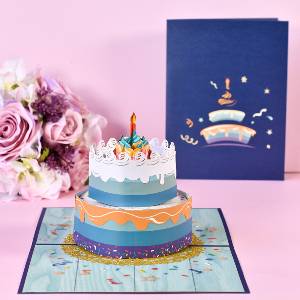 Carte de Voeux 3D Gteau d'Anniversaire