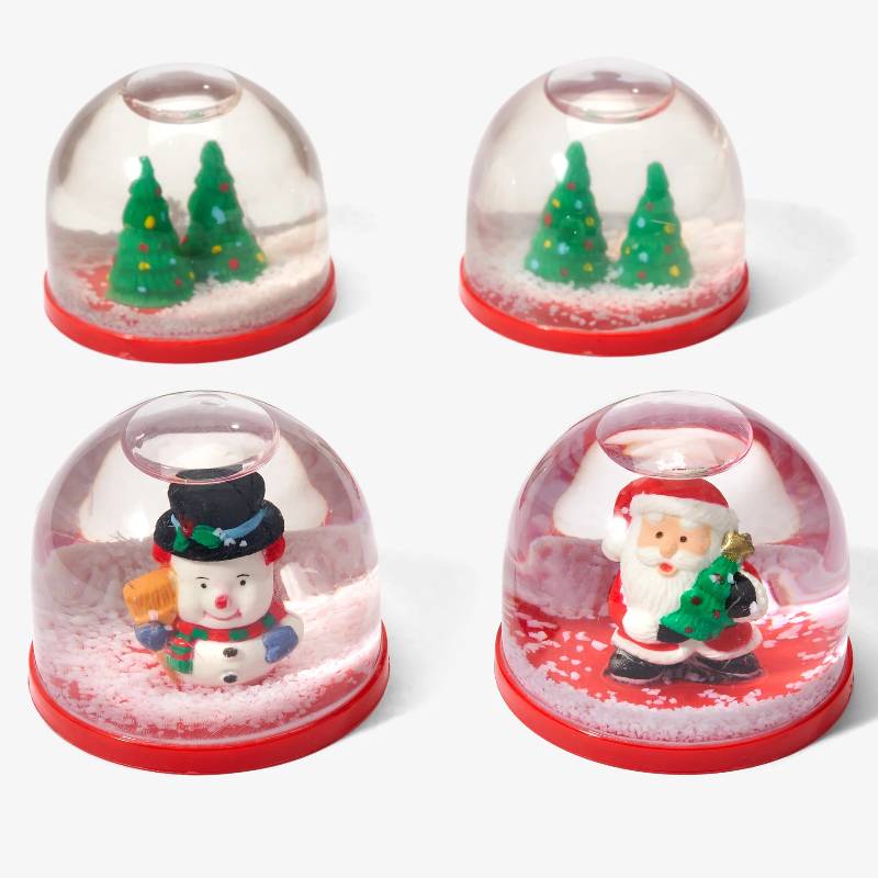 4 Mini Christmas Snow Globes