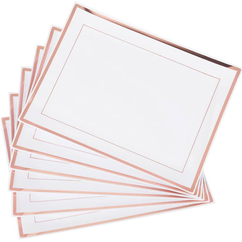 Set of 6 Serving Trays with Rose Gold Rim