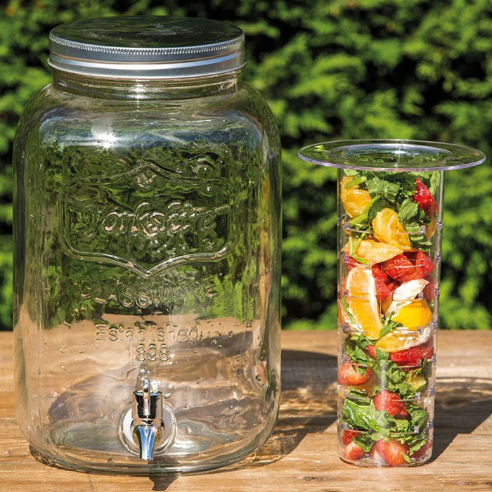 Glass Drinks Dispenser Jar with Water Infuser