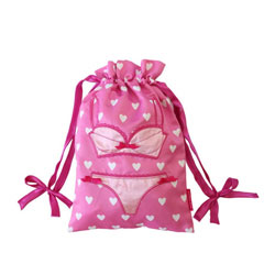 Lingerie Bag Pink with White Hearts