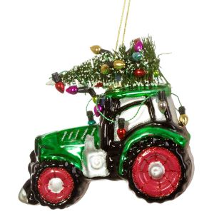 Festive Tractor Shaped Bauble