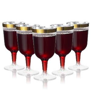 Set of 24 Wine Glasses with Gold Rim
