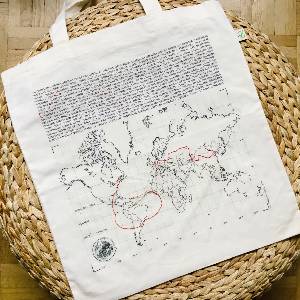 Embroidery World Map Bag